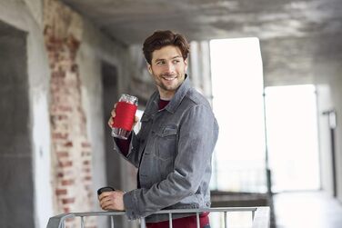 Чайний горнятко Emsa N20805 Teebecher з подвійними стінками, 0.4 л, знімний фільтр, без BPA, герметичне, не протікає, придатне для миття в посудомийній машині, 360° отвір (Червоний)