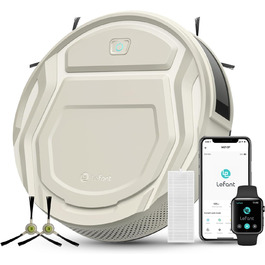 Робот-пилосос LEFANT M210P, супертонкий робот-пилосос, потужність всмоктування 2200 Па, час роботи 120 хв, Wi-Fi, оптимізований для килимів, шерсті домашніх тварин, твердої підлоги, робот-пилосос із зарядною станцією, сіре шампанське M210P Champagne Grey