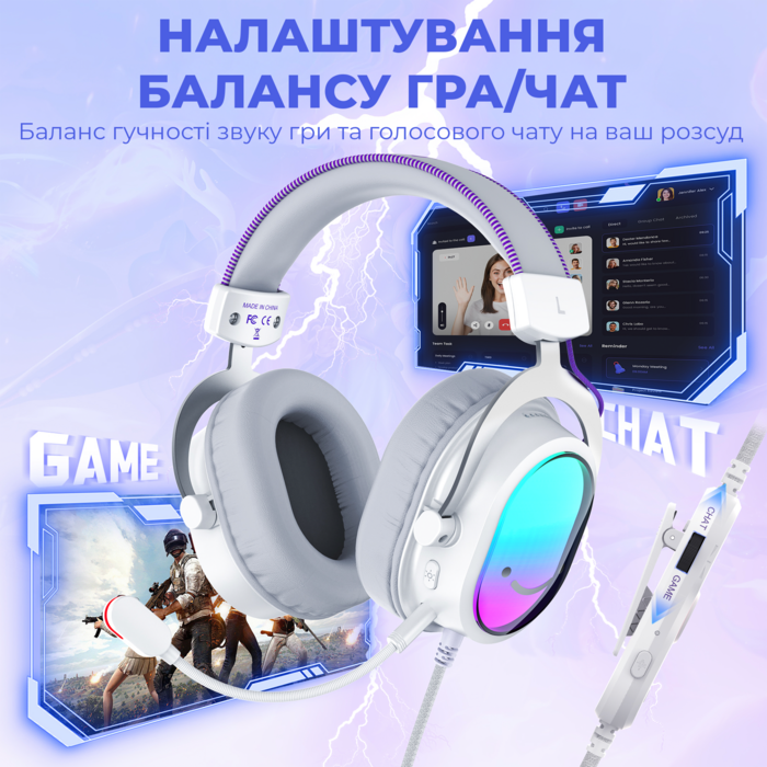 Навушники Fifine H16 7.1 White RGB