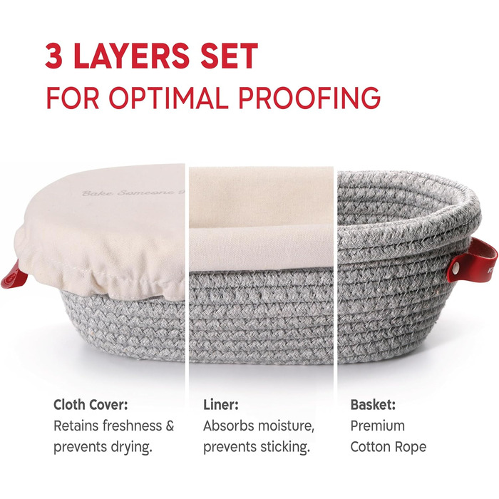 Набір для закваски KneadAce: банка 680.4 г, 2 корзини для вистоювання Banneton, лезо для хліба з магнітом - подарунок для пекаря, повний набір для випікання закваски