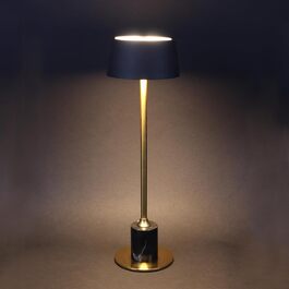 LED настільна лампа Dawalight бездротова з сенсорним вимикачем, 2400mAh, USB, для дому, спальні, ресторану, метал та мармур, чорний + золотий