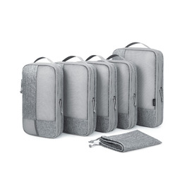 Набір компресійних органайзерів для подорожей BAGSMART (6 шт), міцні пакувальні куби для валізи та ручної поклажі, сірі