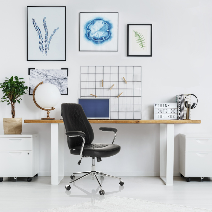 Офісне крісло THEO I зі штучної шкіри, чорного кольору (hhj OFFICE)
