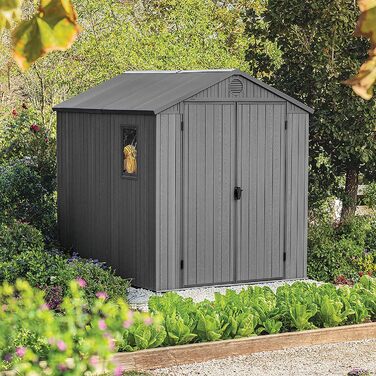 Садовий будинок Keter Darwin 2,8 м², сірий (6x8) - пластиковий, з вентиляцією та одними дверима, 25x184x205 см