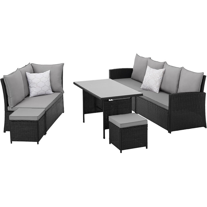 Садовий кутовий диван SVITA Monroe з ротангу (поліротанг) чорного кольору - комплект меблів для відпочинку