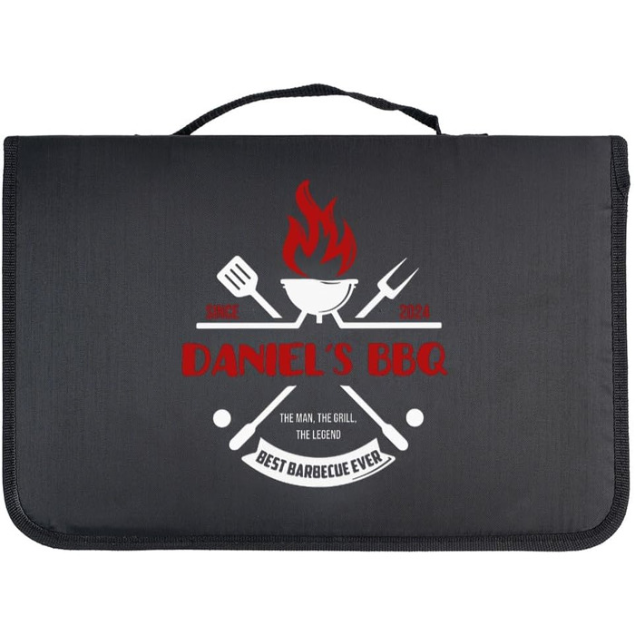 Персоналізований набір для барбекю Wanapix | 6 аксесуарів (ніж, точилка, ніж для нарізання, щипці, бамбукова дошка)