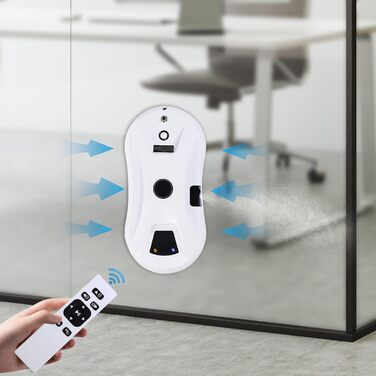 Робот для миття вікон електричний, автоматичний, з пультом керування та 10 серветками, для миття склопакетів у рамах, білий