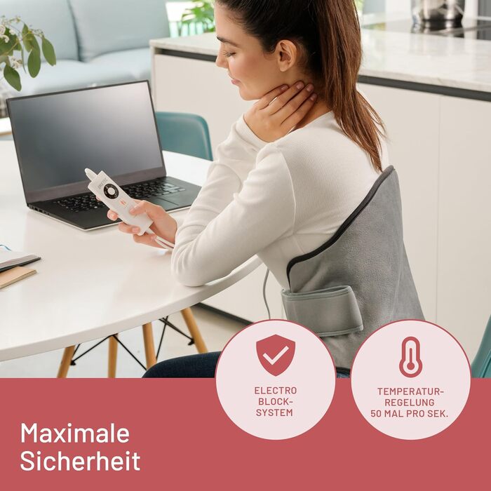 Грелка для шиї та плечей Imetec Intellisense: 5 температур, електрозахист, швидко гріється, для шиї та спини