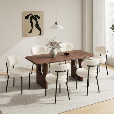 COLAMY Комплект обідніх стільців 4 шт. з м'яким сидінням 10 см – Сучасні м'які стільці з плюшевої тканини Teddy, з міцним металевим каркасом – Для кухні та вітальні, Білий. Комплект 4 шт.