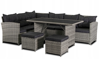 Комплект садових меблів із техноротанга MEBEL ELITE, сірий, 4 предмети