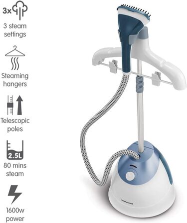 Відпарювач для одягу Morphy Richards 361000 Hand Held Garment 1, 1750, нержавіюча сталь/пластик, білий/блакитний