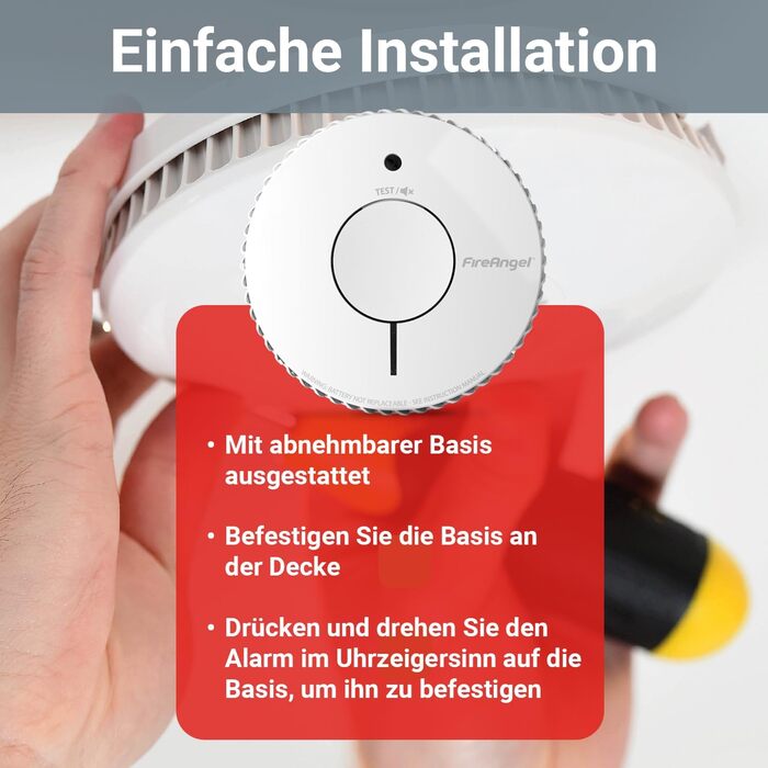 Датчик диму FireAngel FA6120-INT-T2 (2 шт.) з батареєю на 10 років, кнопкою тестування/вимикання, заміна ST-622/ST-620, білий