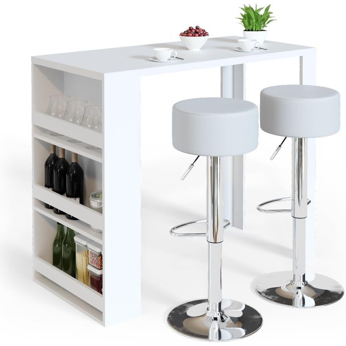 Набір барний стіл та табурети Vicco Bartisch-Set, 117 x 57 см, 2 табурети (білий)