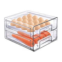 Контейнер для яєць MDHAND для холодильника, двошаровий кухонний ящик для яєць, контейнер для харчових продуктів великої ємності, Може використовуватися для холодильник