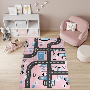 Дитячий килимок TAPISO Pinky з коротким ворсом, сірий, синій, чорний, білий, вуличний ігровий килимок KOTEX (180x250 см)