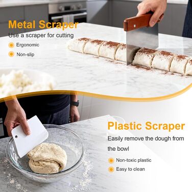 Набір для випікання хліба Gärkorb, повний комплект аксесуарів для випікання хліба (23см круглий & 25см овальний), скребок для тіста, льняний вкладиш, мішалка для тіста & лопатка для хліба. Набір для випікання хліба для початківців та професіоналів