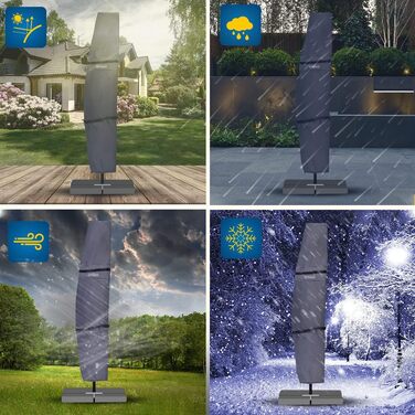 Чохол для парасольки SPRINKS® до 300 см - захисний, стійкий до УФ, вологостійкий, з допоміжним стрижнем, темно-сірий, 260 x 40/70/50 см