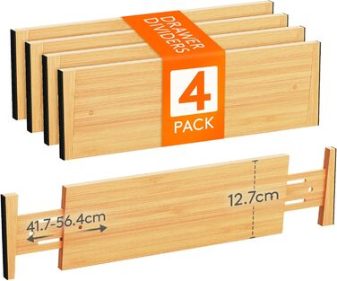 Органайзер для ящиків Lifewit з бамбука, 10см висоти, регульований, 41-5см, для кухні/офісу/шафи
