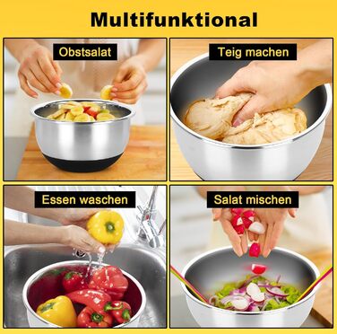 Набір мисок з нержавіючої сталі, 7 шт. з кришкою, тертки, для випічки та зберігання, стакові, універсальні, придатні для миття в посудомийній машині (0,63/1/1,5/2/3/4/5 QT)