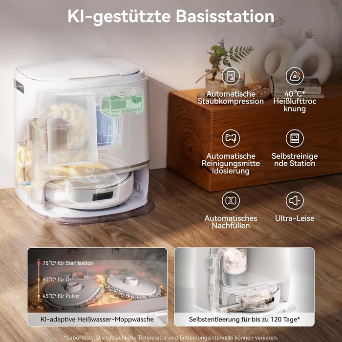 Робот-пилосос NARWAL Freo Z10 з функцією миття підлоги, 15000 Па, гаряча вода 75°C, автопорожнення, уникнення перешкод, антизаплутування для шерсті тварин