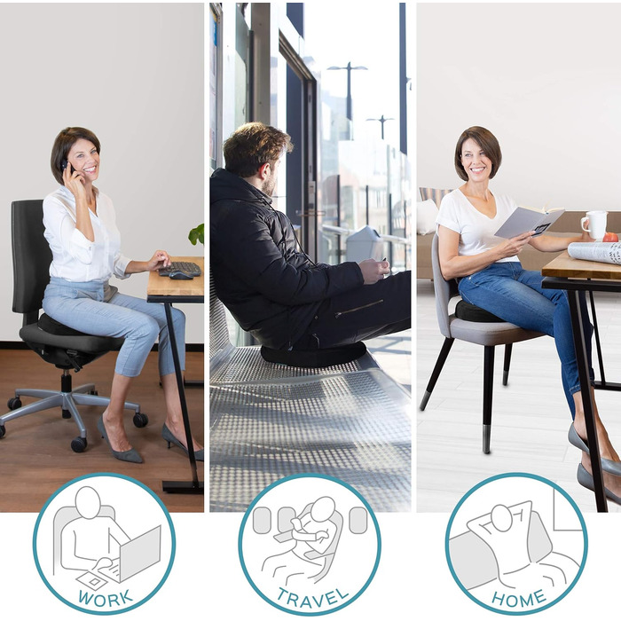 Ортопедична подушка для сидіння bonmedico з охолоджуючим гелем для офісного крісла, авто та інвалідного візка, проти гемороїду та болю в куприку, чорна