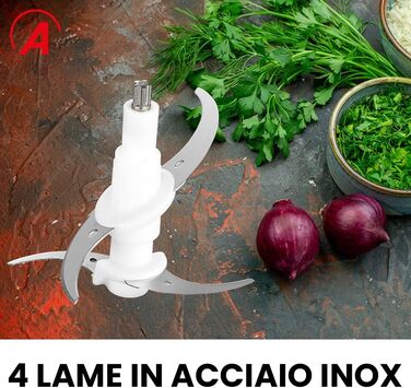 Електричний подрібнювач Ardes ARCHOP01 з 4 сталевими лезами, 300 Вт, 2 швидкості, скляна чаша