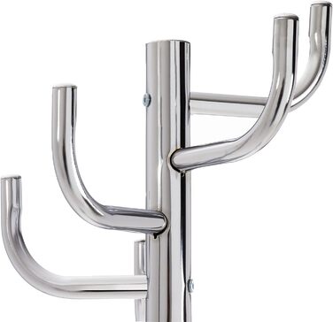 Металева вішалка для одягу IDIMEX Mila з 8 гачками, хромована, з підставкою для капелюхів