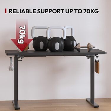 Регульований стіл Sanodesk 110x54 см - компактний стоячий стіл з аксесуарами, для маленьких приміщень, з антиколізійним захистом (білий). Також доступний розмір 140x60 см (чорний)