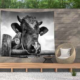 Корова Чорні Білі Тварини - Плакат з гобелену - 200x150 см - Садовий плакат - Гобелен великий - прикраса аксесуара для саду та вітальні