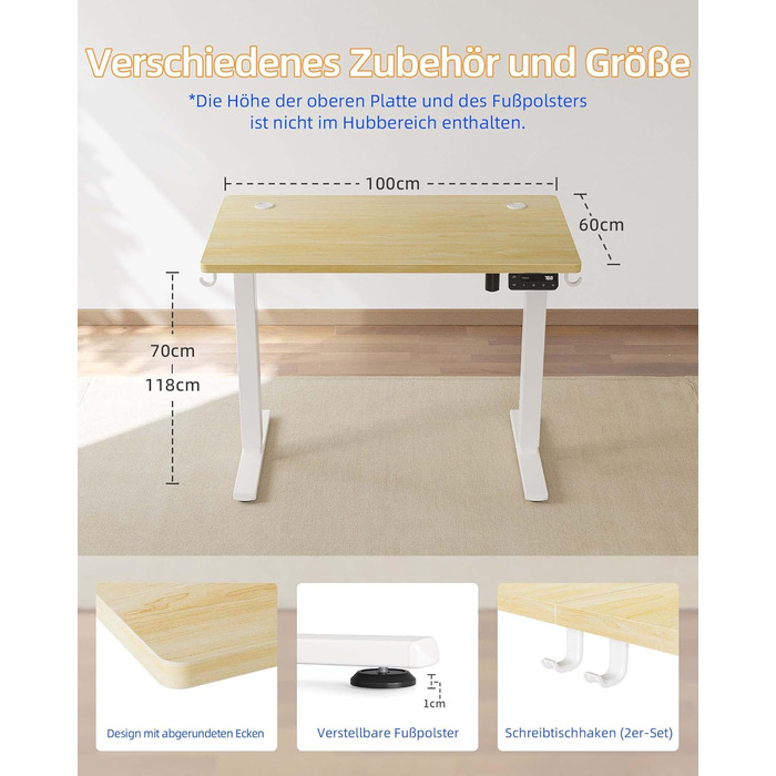 Електричний регульований стіл YIHAYO 140x60 см з функцією пам'яті, білий каркас/біла поверхня