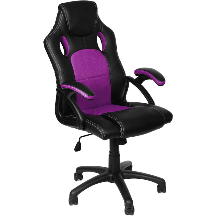 Ігровий крісло Panorama24 для геймерів та офісу, ергономічний, 9 кольорів, підйомний механізм, до 150 кг, сертифікат TÜV (Ліловий)