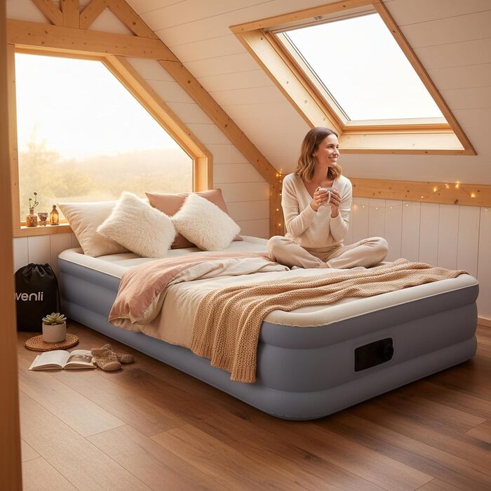 Надувний матрац Aventli для 1 особи, 191x99x33 см з інтегрованою помпою, для кемпінгу та дому