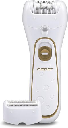 Епілятор BEPER 3BEPI001-2in1, з дротом або на батарейках, plug & play, дві головки, дві швидкості, бритва та шовк-епіля, швидка депіляція, світло, чохол і щітка в комплекті