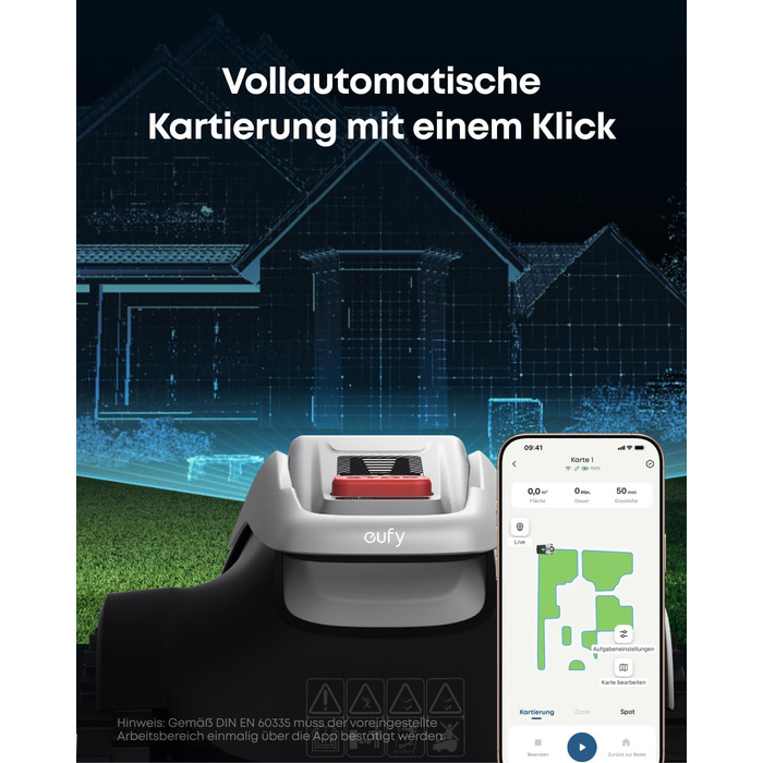 Робот-газонокосарка eufy E15 без дроту, до 800 м², TrueVision, навігація, уникнення перешкод, керування через додаток