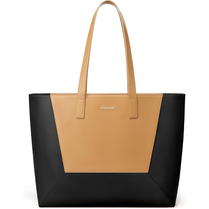 LOVEVOOK Сумка-шопер з натуральної шкіри, велика жіноча сумка на плечі, сумка-тоут, коричнева (чорно-коричнева, M)