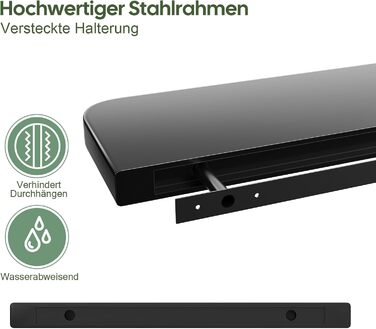 Набір з 3 настінних полиць Wandregal з дерева, чорного кольору - Плаваючі полиці з прихованим кріпленням для вітальні, спальні, кухні, для книг та декору