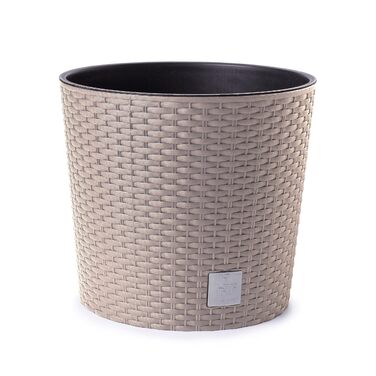 Кашпо для квітів Happy Flower MultiProject з вкладишем, ротанговий дизайн, 4 розміри, 4 кольори, 300 мл, бежевий