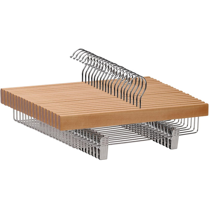 Дерев'яні вішалки для штанів LANSHINE, 20 шт. з антиковзними зажимами, 360° обертання, для штанів, спідниць та піджаків