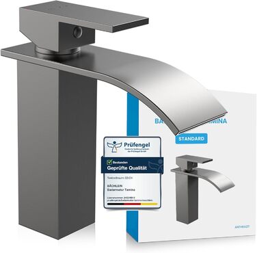 Змішувач для ванної кімнати Bächlein Tamina з водоспадним дизайном, однозахватний, антрацит, з монтажним комплектом