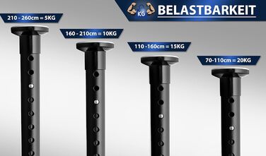 Телескопічна штанга для кріплення 260-310 см, матовий чорний, Ø 25 мм, багатофункціональна штанга без свердління. Підходить для штор, душових штор, ванних кімнат та балконів.