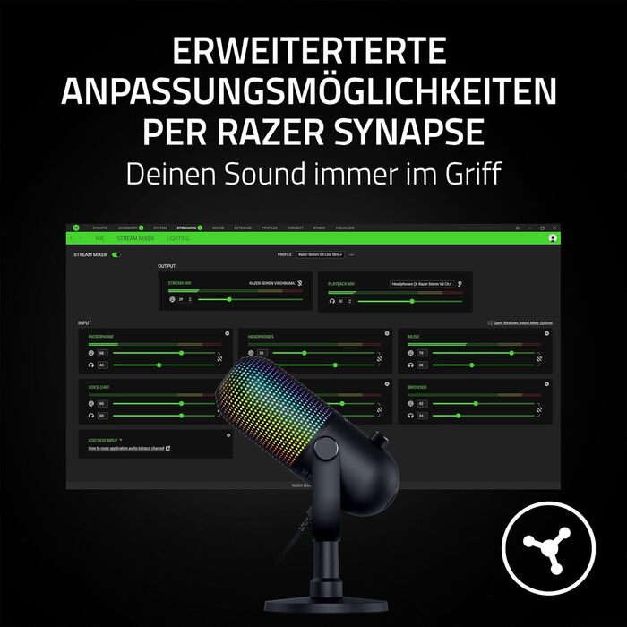 Мікрофон Razer Seiren V3 Mini - компактний USB мікрофон з LED-індикатором та інтегрованим демпфером