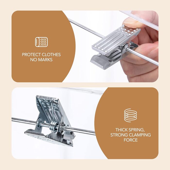 12 шт. Чохли для підвішування штанів House Day з кліпсами, 35 см, прозорі, пластикові, для штанів, спідниць, джинсів, шортів та легінсів, з поворотним гачком 360°