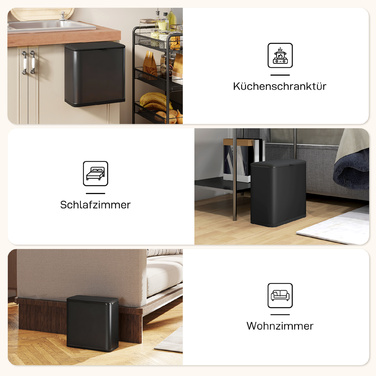 Відро для сміття HOMCOM, 8 л, може бути встановлене як на підлозі, так і підвішене, нержавіюча сталь, чорний