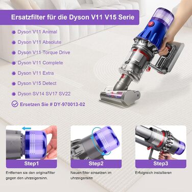 Фільтр для фільтра Dyson Dyson, фільтр Dyson для пилососів фільтра Dyson Slim, абсолют Dyson Slim, змінний фільтр Dyson Dyson Absolute, заміна 971517-01 (V11), 4 шт.