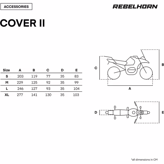 Чохол для мотоцикла REBELHORN Cover II, поліестер, захист від крадіжки, розмір L, чорний