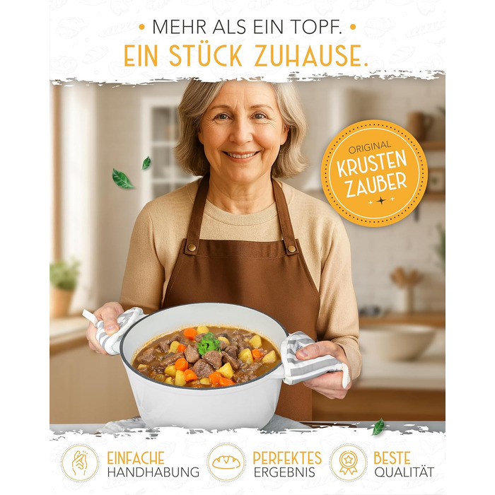 Форма для випікання хліба з чавуну з кришкою Krustenzauber, 28 см, 4.7л, емальована