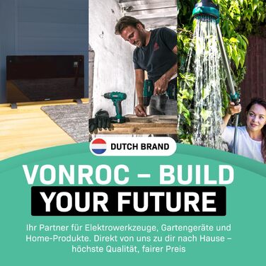 Електричний конвекторний обігрівач VONROC 2000W - для кімнат до 24м² - настінний/підлоговий монтаж - ручне/APP керування, білий