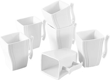 Серія Flora, 12 шт. Набір Porcelain Coffee Service CreamБілі квадратні чашки для кави 350 мл Кухоль Набір кавових кухлів Набори кухлів