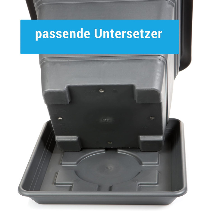 Набір квіткових горщиків 2friends 4 шт. XXL, 48 см, антрацит, пластик, для вулиці, UV-стійкий, морозостійкий, з піддоном, Made in Germany