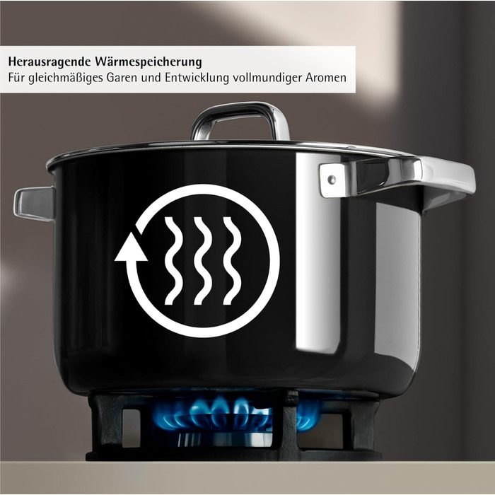 Набір каструль WMF Fusiontec Mineral Pro 4 шт, індукція, нержавіюча сталь, чорний, Made in Germany